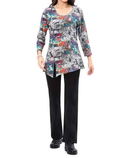 Parsley & Sage Peggy Scoop Neck Tunic Top In Colorful Kaleidoscope In Multi