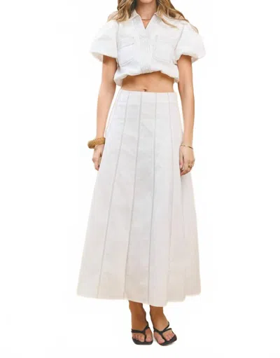 Tcec Stitch Midi Skirt In White Contras In White