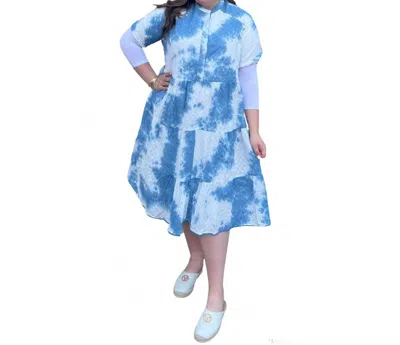 Swuun Tie-dye Midi Dress In White In Multi