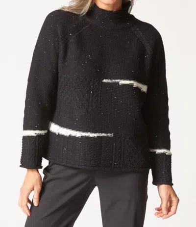 Habitat Harvest Tweed Mixed Cable Stitch Pullover In Black In Multi
