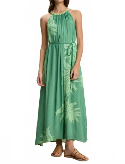 Velvet By Graham & Spencer Odessa Palm Leaf Sleeveless Dress In Green In Green