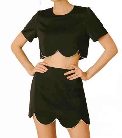 Storia Rhinestone Hem Mini Skirt In Black In Black
