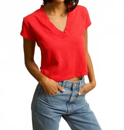 Perfectwhitetee Alanis Recycled Cotton V-neck Tee In Poppy Red In Multi