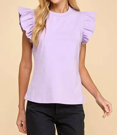 Tcec Laurie Flutter Sleeve Top In Lavender In Purple