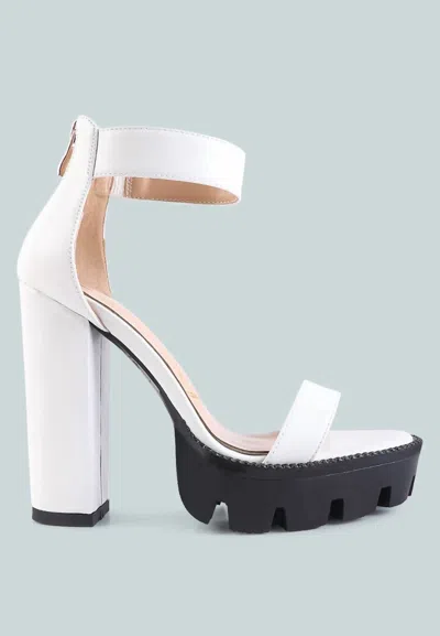 London Rag Women's Rattle Chunky High Block Heel Sandals In White In White