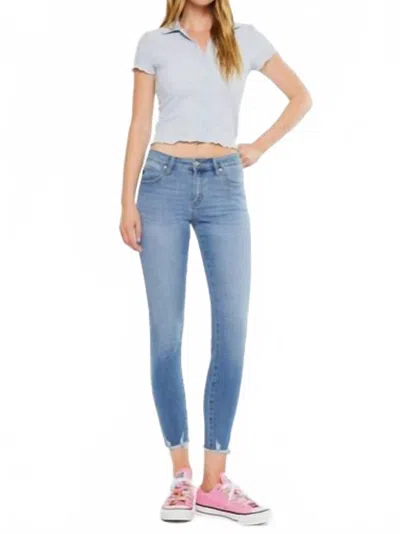 Kancan Mid Rise Ankle Skinny Jeans In Blue In Blue
