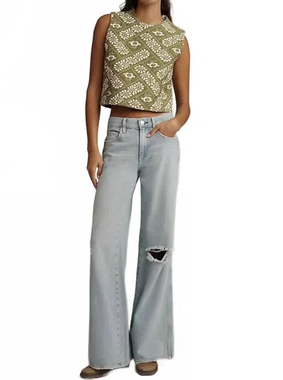 Hunter Manning Crew Top In Legacy Jacquard Olive In Multi