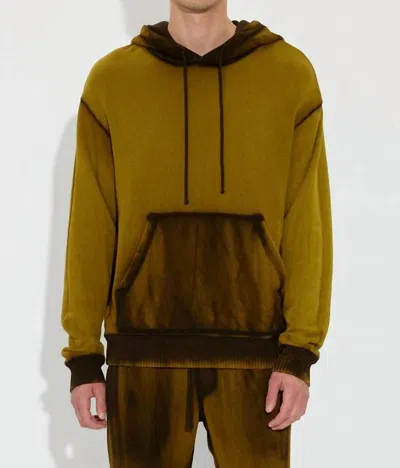 Cotton Citizen Brooklyn Wide Rib Sleeve Hoodie In Bronze In Yellow