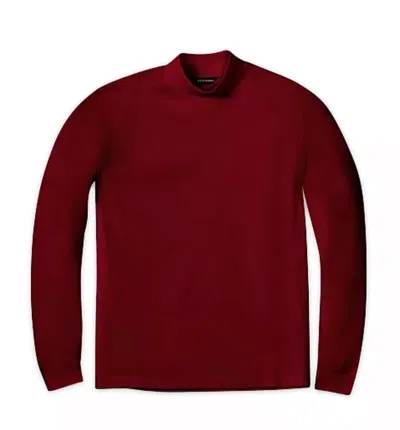 Scott Barber Men's Pima Mock Turtleneck Top In Burgundy In White