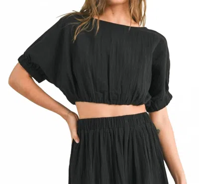 Miou Muse Women's Boat Neck Short Top In Black In Black