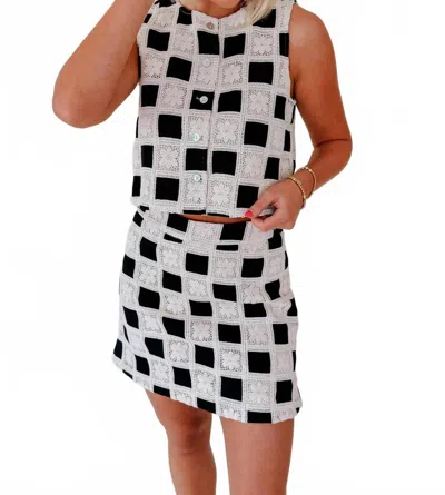 Frnch Niya Mini Skirt In Cream In Blue