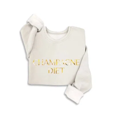 Hrt & Luv Women's Champagne Diet Foil Mineral Sweatshirt In White In Neutral