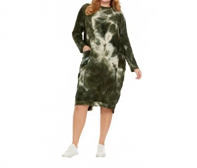 Japparel Alice Tie Dye Dress - Plus In Olive In Green