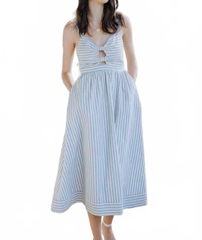 B.right Summer Stripe Midi Dress In Blue/ White In Blue