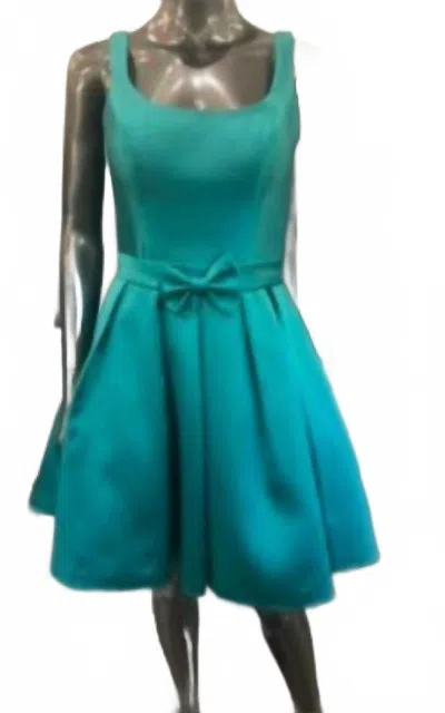 Madison James Women's Flowy With Bow Detailing Mini Dress In Green/teal In Blue