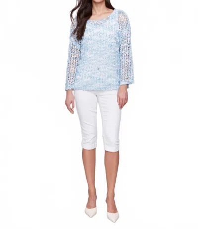 Charlie B Tape Yarn Sweater In Bluebell In Blue