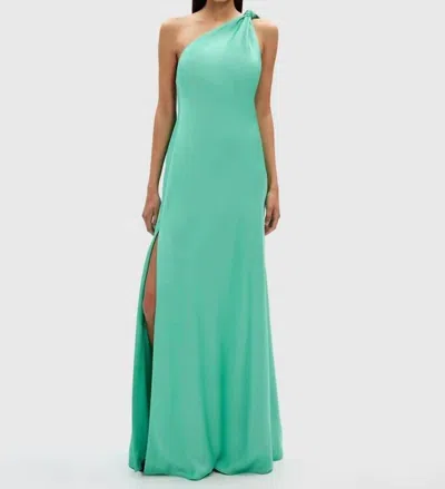Misha Julianna Satin Gown In Spearmint In Green
