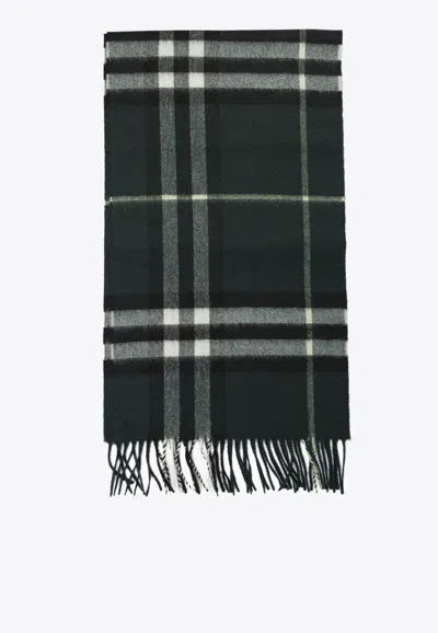 Burberry All-over Check Pattern Scarf In Green