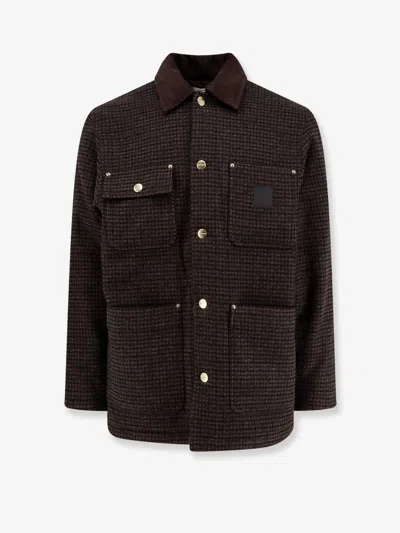 Carhartt Work In Progress Lowis Brushed Houndstooth Chore Coat In Brown