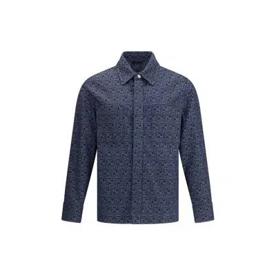 Fendi Men Denim Ff Jacket In Blue