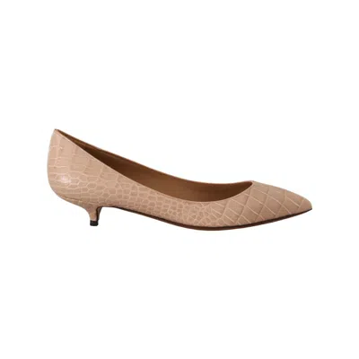 Dolce & Gabbana Beige Leather Platform Pumps In Brown