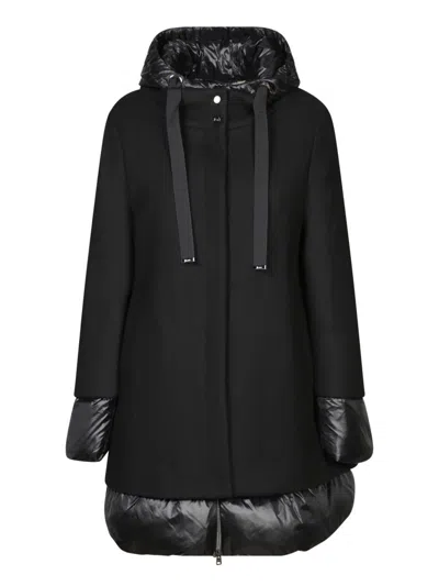 Herno Wool Padded Coat With High Neck In Black