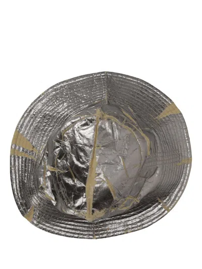Rick Owens Metallic Wide Brim Gilligan Hat In Silver