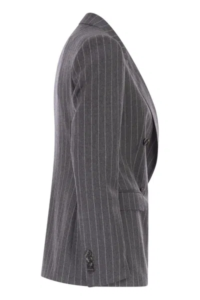 Tagliatore Double-breasted Wool Jacket In Gray