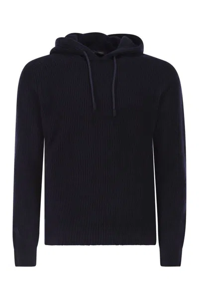 Tagliatore Long-sleeve Hooded Sweater In Blue