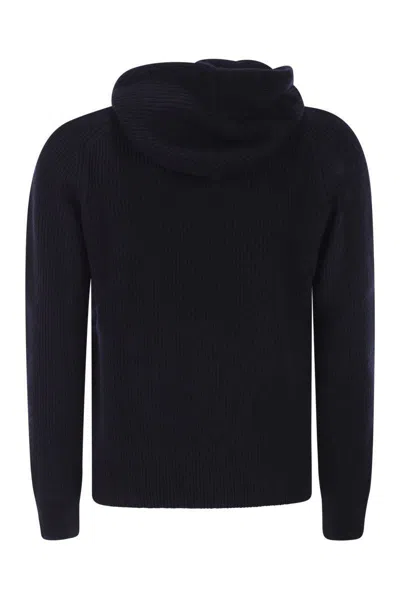 Tagliatore Long-sleeve Hooded Sweater In Blue