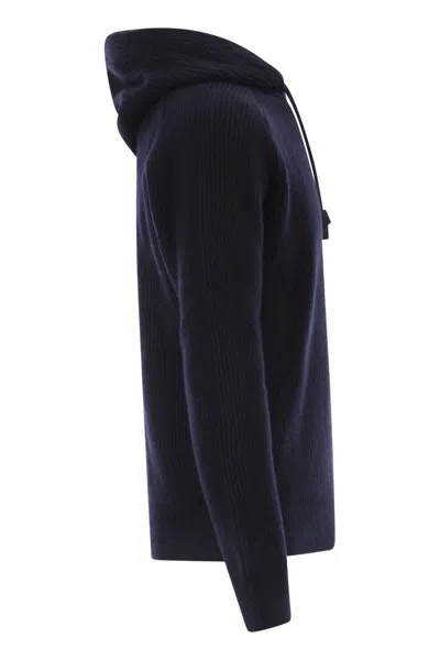 Tagliatore Long-sleeve Hooded Sweater In Blue