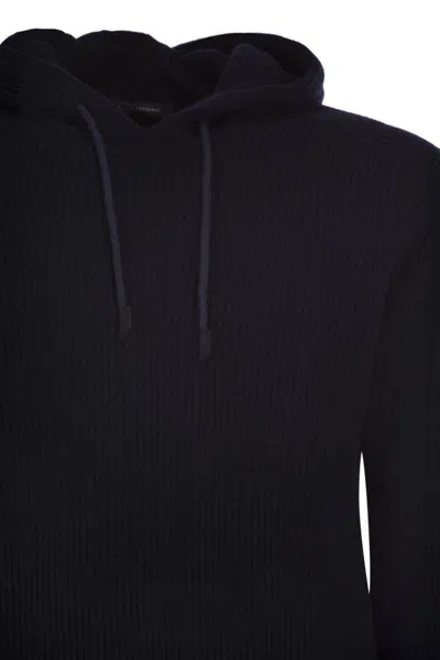 Tagliatore Long-sleeve Hooded Sweater In Blue