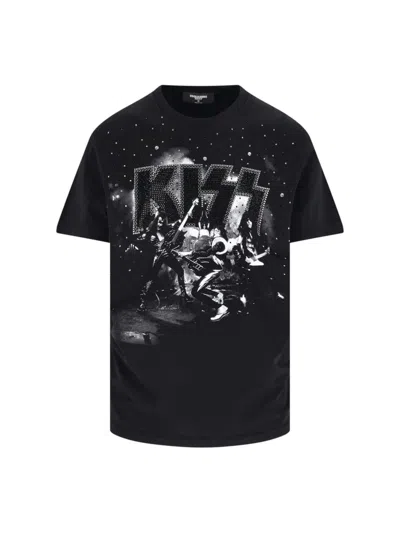 Dsquared2 Graphic Print Crew Neck Short Sleeve T-shirt In Black