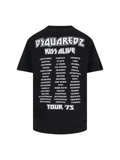 Dsquared2 Graphic Print Crew Neck Short Sleeve T-shirt In Black