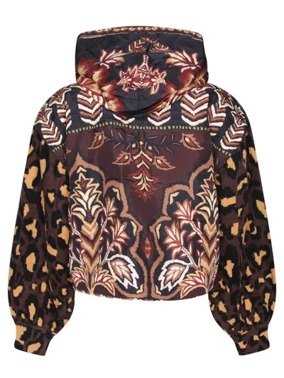 Farm Rio Womens Winter Ainika Brown Winter Ainika Floral-print Padded Jacket In Multi