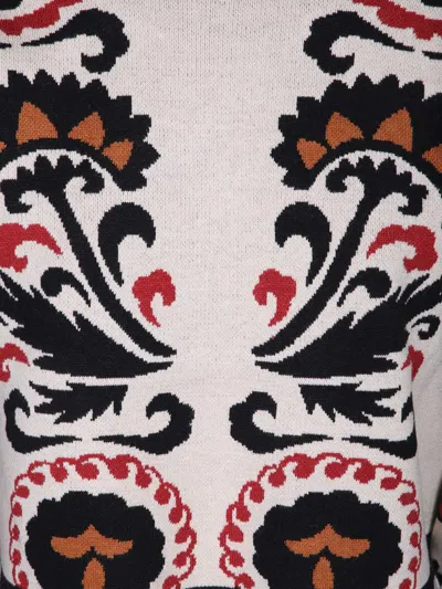 Farm Rio Winter Tapestry Stripes Puff-sleeve Sweater In Multi