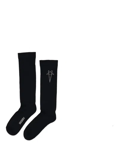 Rick Owens Drkshdw Pentagram Knee High Socks In Black