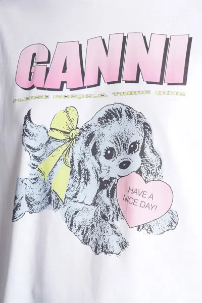 Ganni Women Puppy Print And Logo T-shirt In White
