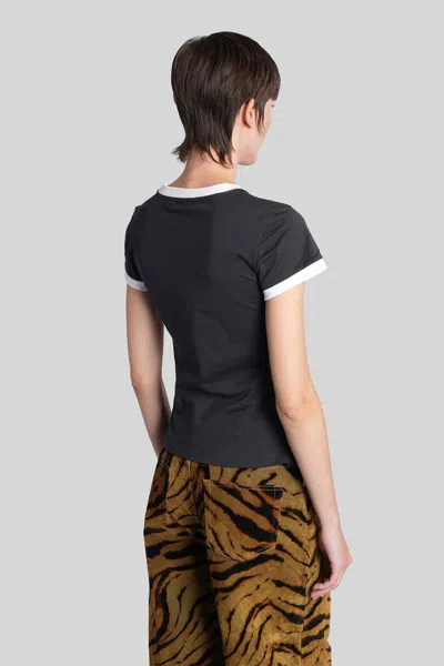 Ganni Black Crewneck T-shirt With Maxi Logo On The Front In Cotton Jersey Woman In Multi