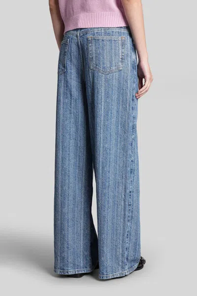 Ganni Striped Baggy Jeans In Blue