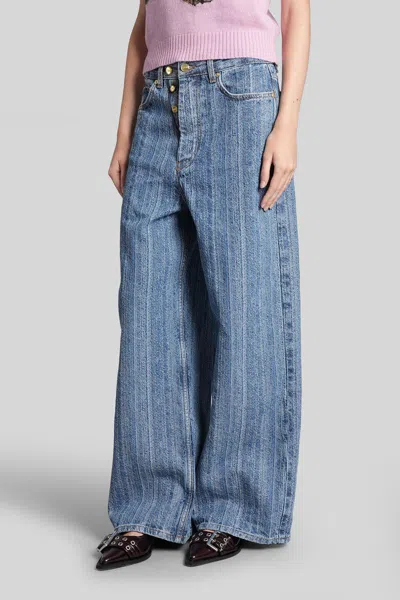 Ganni Striped Baggy Jeans In Blue