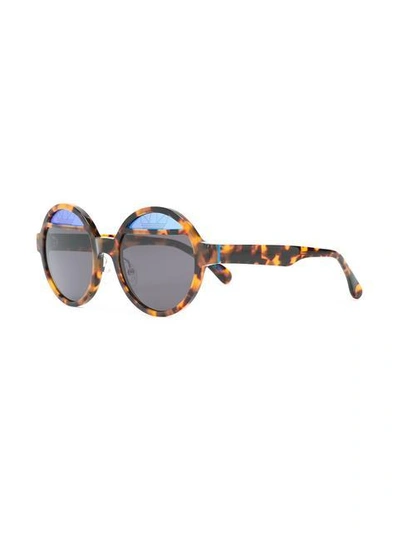 Shop Italia Independent Round Framed Sunglasses In Brown