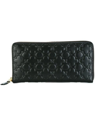 Comme Des Garçons Embossed Elongated Wallet In Black