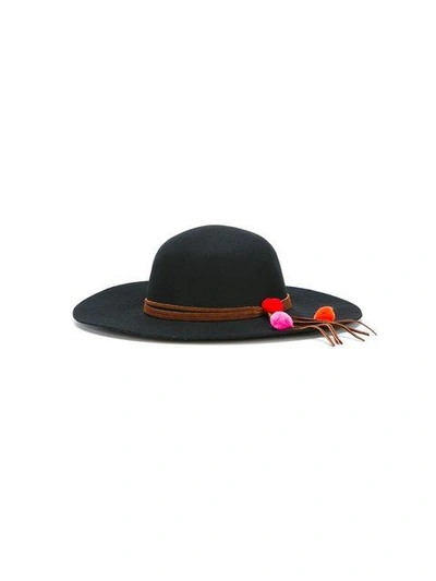 Shop Sensi Studio Pom Pom Detail Hat In Black