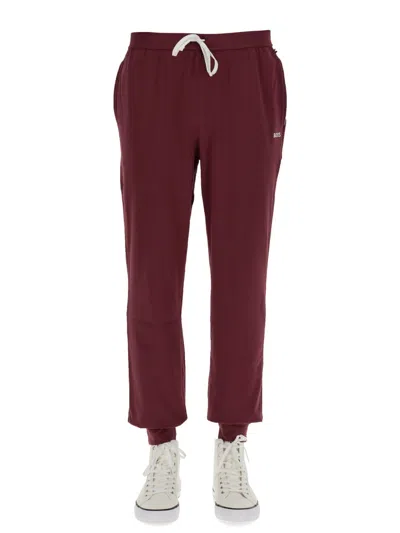 Hugo Boss Boss Jogging Pants With Logo Embroidery In Burgundy
