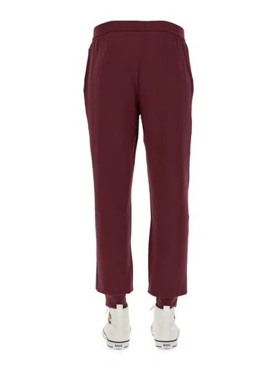 Hugo Boss Boss Jogging Pants With Logo Embroidery In Burgundy