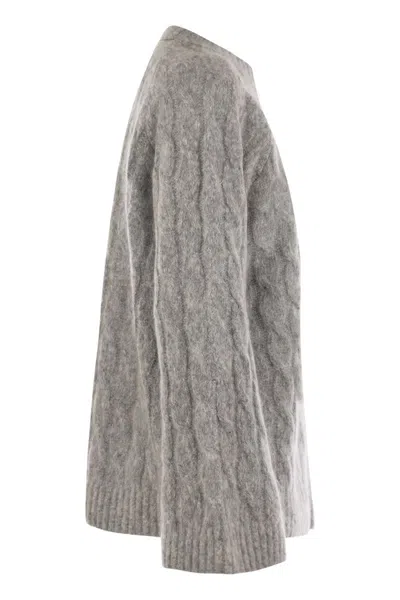 Brunello Cucinelli Wool And Mohair Sweater With Monili In Gray