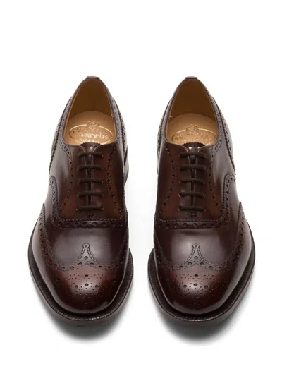 Church's Almond Toe Leather Sole Brogue Detailing In Brown