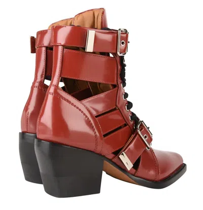Chloé Woman Ankle Boots Chocolate Brown Size 9 Leather In Burgundy