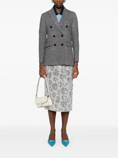 Circolo 1901 Cotton Double-breasted Jacket In Gray